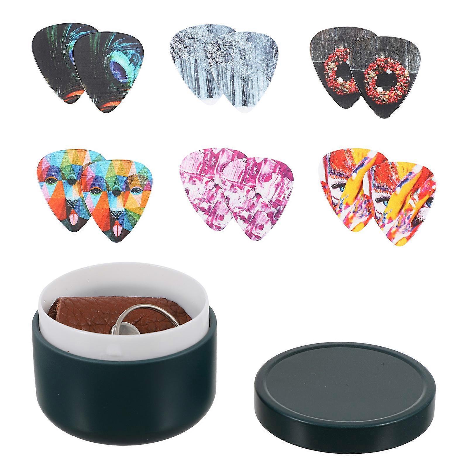Guitar Plectrum Organizer Storage Case Guitarists Performance 3X2X0.01CM Celluloid 1 Set