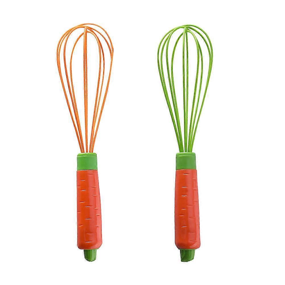 Carrot Shaped Handle Egg Whisk Manual Blender for Kitchen Use 6Pcs Silicone