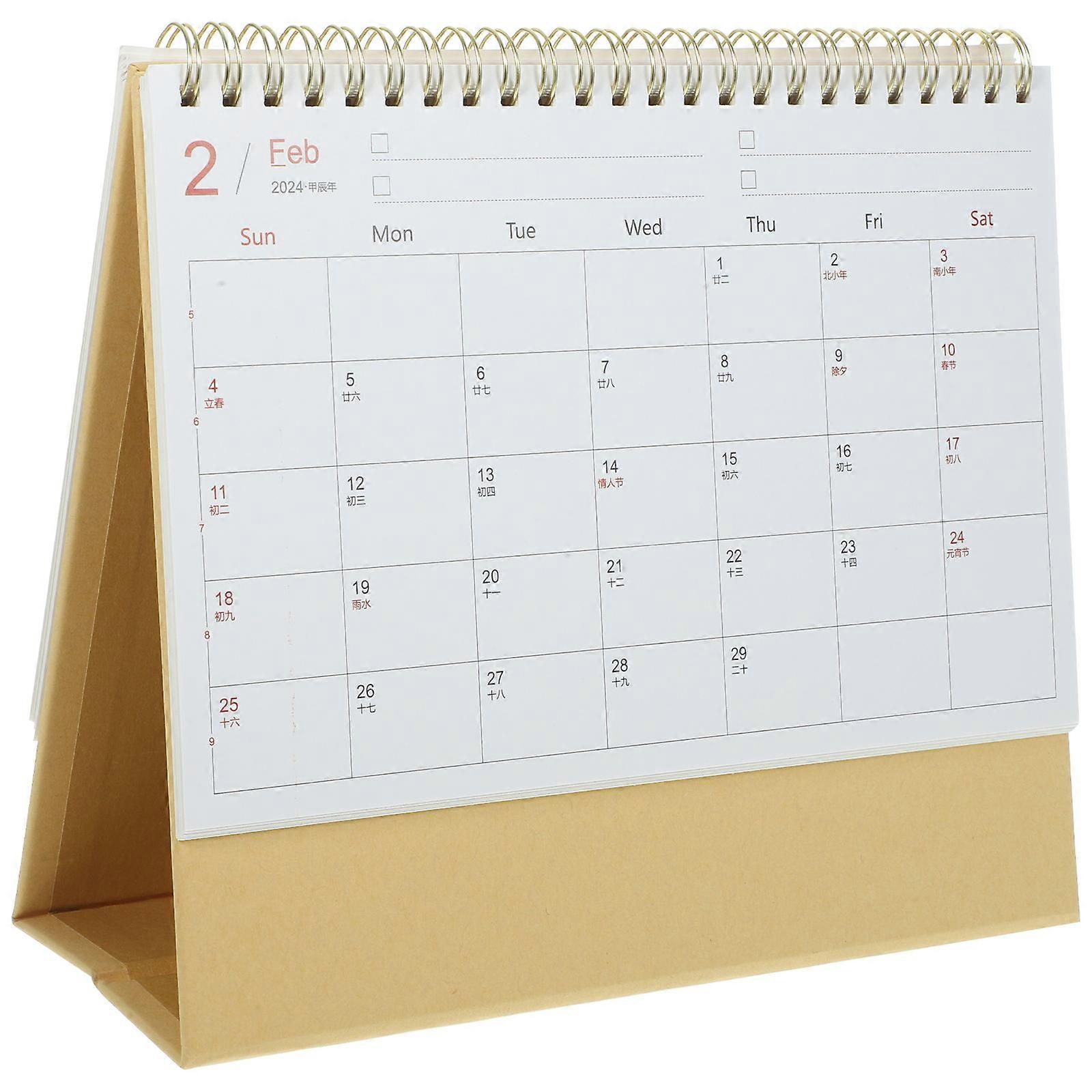 Office Use Household Desk Calendar White Paper Material 2Pcs Set