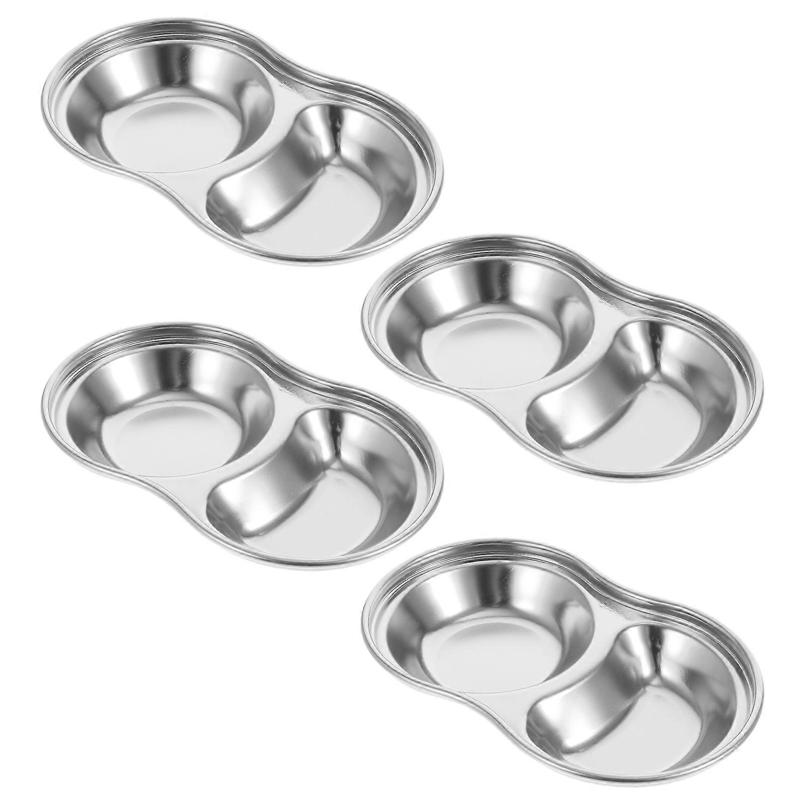 304 Stainless Steel Spice Dishes 4Pcs Kitchen Seasoning Plates for Family Dinners Picnics with Versatile Use and Easy to Clean Features