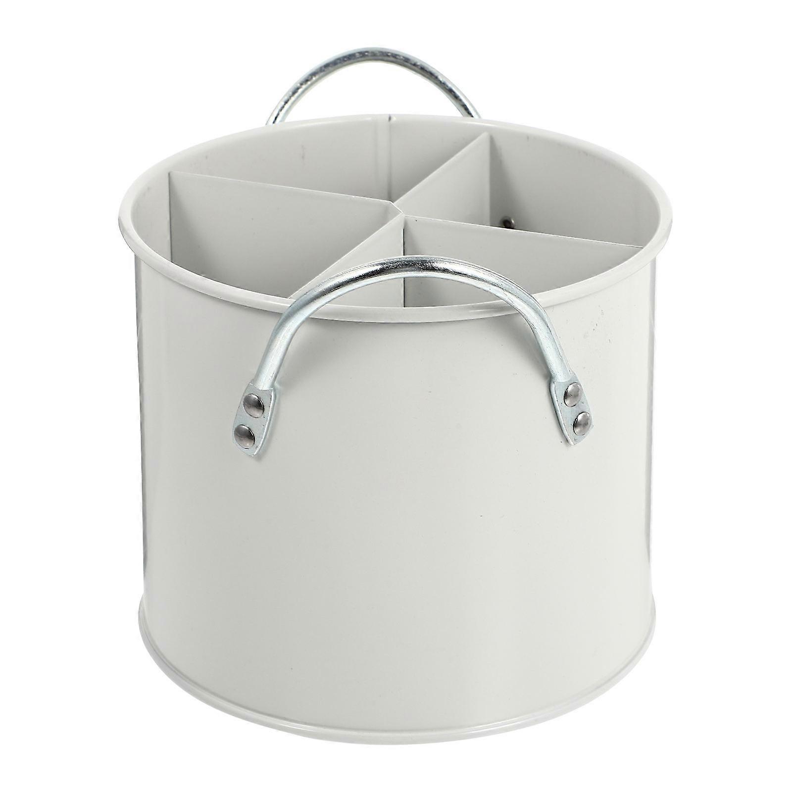 Dark Red Iron Cutlery Storage Bucket for Multipurpose Kitchen Storage 1Pcs