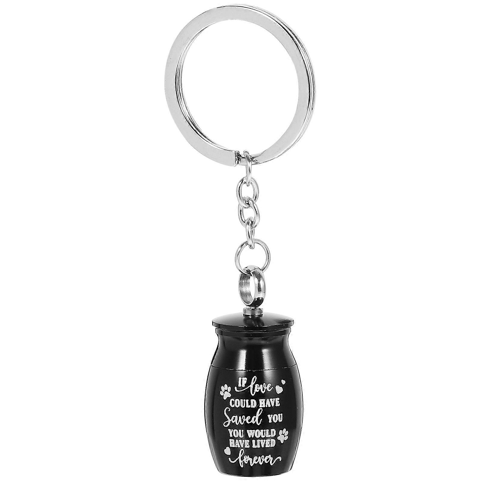 Urn Keychain for Ashes Pet Cremation Urn Cylinder Black Keepsake 1Pack