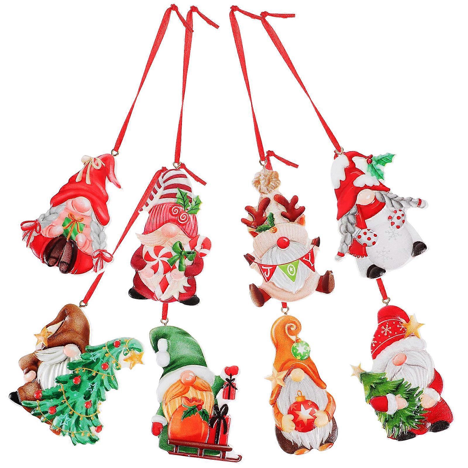 Xmas Tree Hanging Decor 16 Pcs Christmas Sign Featuring Gnome Design Suitable For Holiday Decorations Rectangular Shape