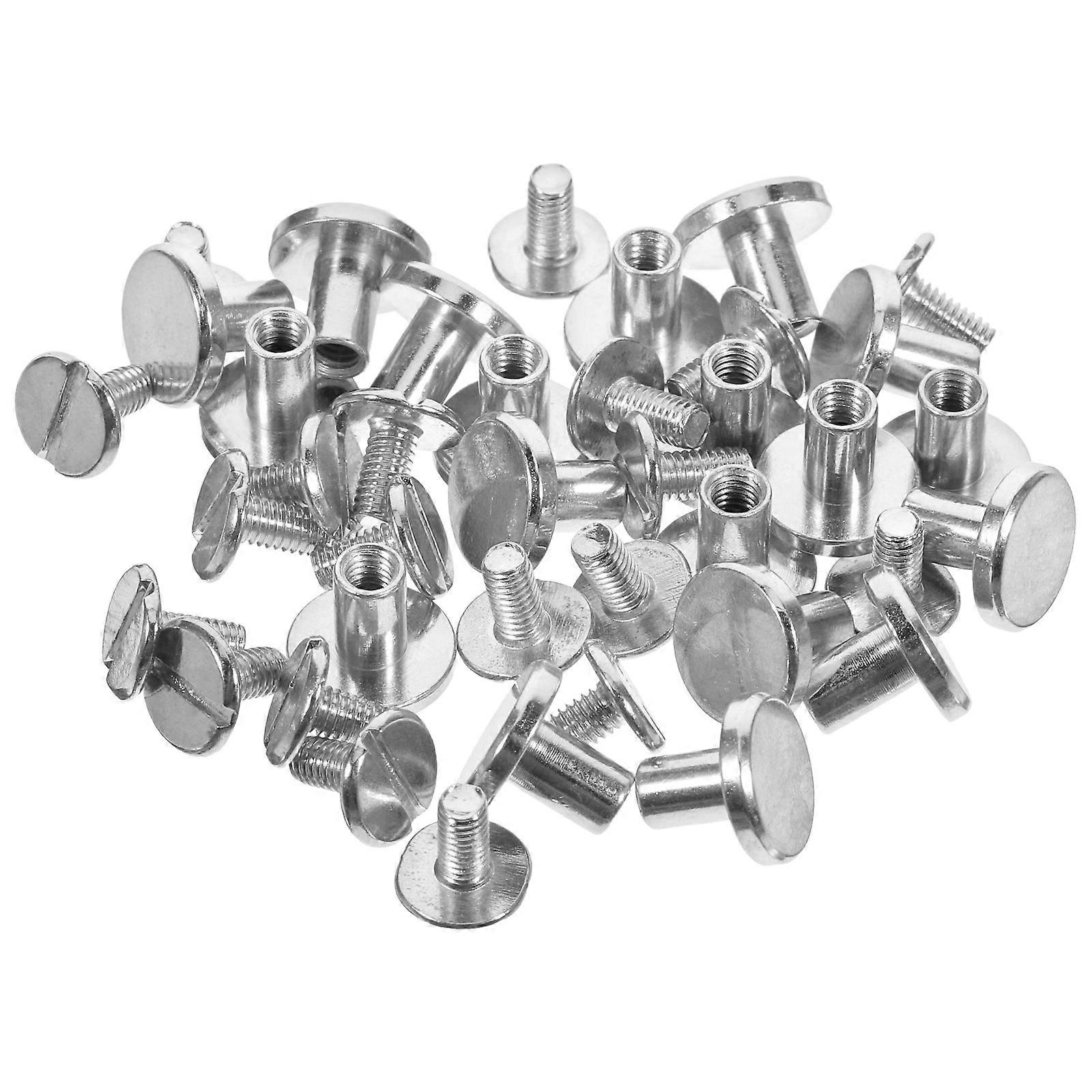 Śruby do ksiąg rachunkowych, okrągłe, DIY, do dekoracji torebek, ze stopu cynku w kolorze srebrnym, 20 szt.