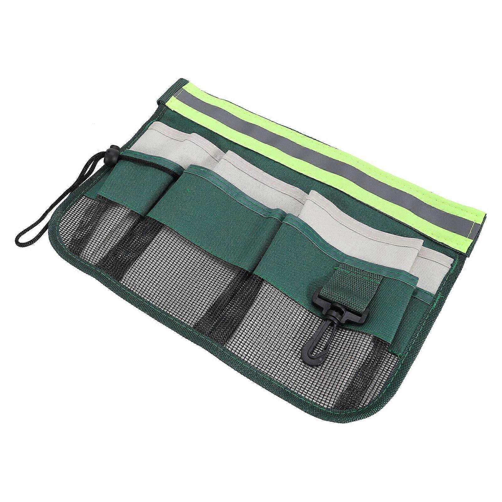 Tool Organizer with Reflective Stripe Green Oxford Cloth Versatile Pouch Work Tool Pouch for Storage