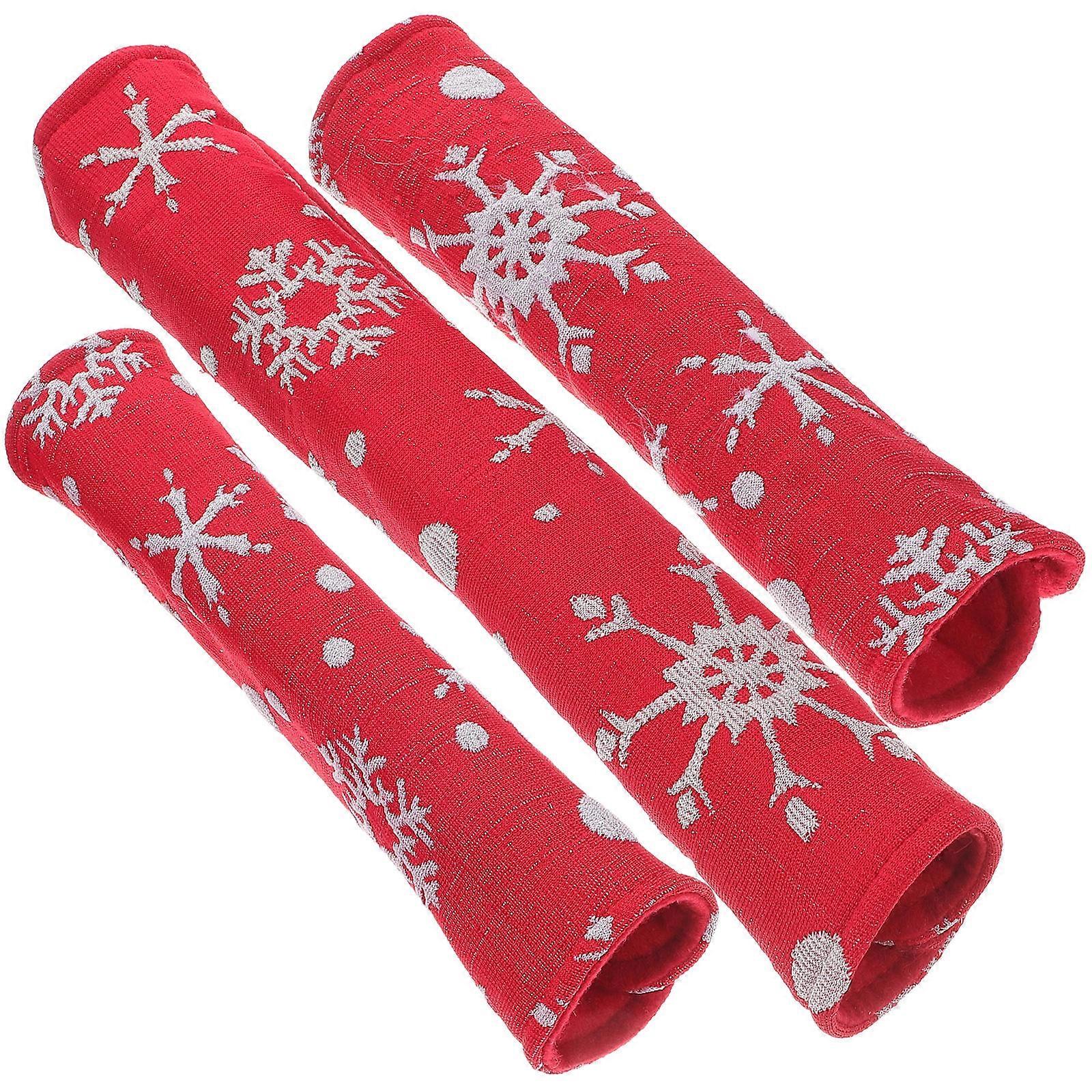 Snowflake Fridge Handle Cover 2 Sets Anti-static Insulation Protector For Kitchen Use Red Color 13.76x6.68in