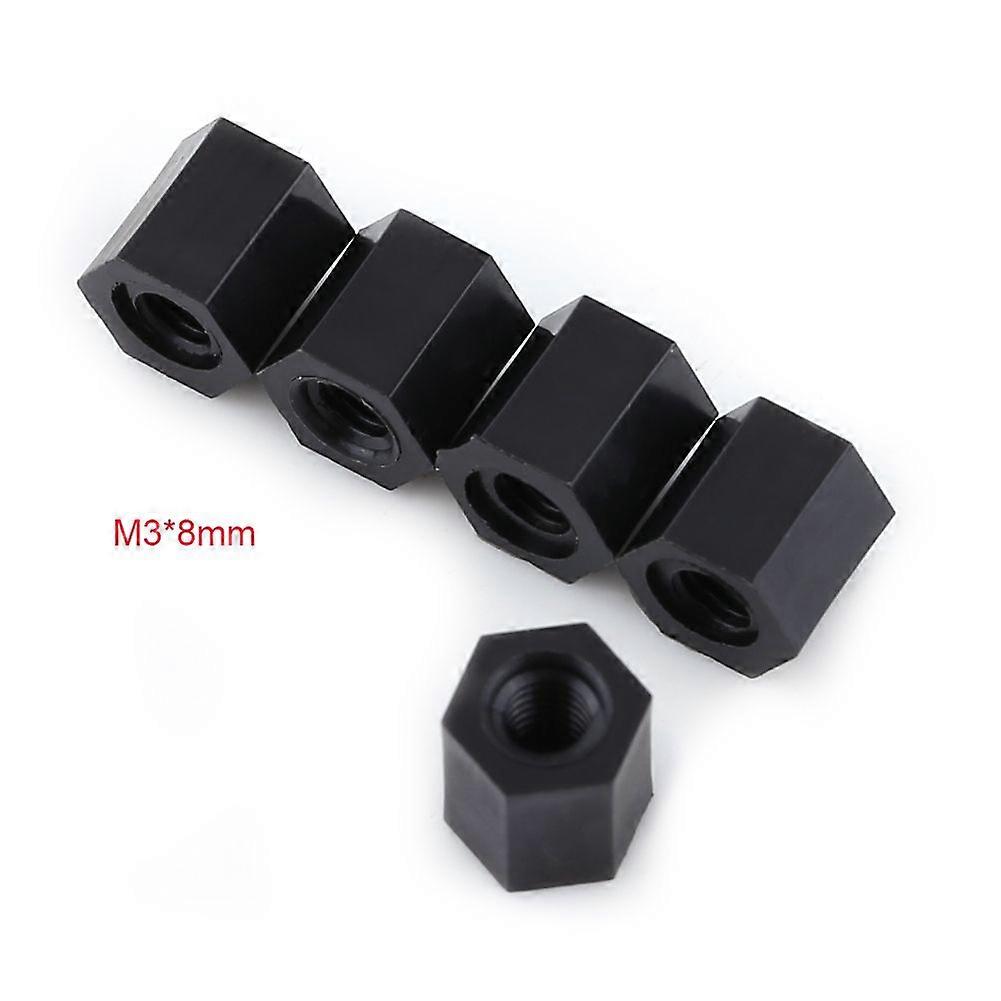 100 Stück schwarzer PA66 M3 Innengewinde x M3 Innensechskant-Abstandshalter (M3*8)