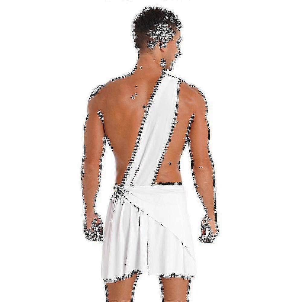 古代ギリシャ神剣闘士コスチュームメンズワンショルダーストラップグラディエータースカートハロウィンテーマパーティートーガ神話コスプレスーツ-在庫あり