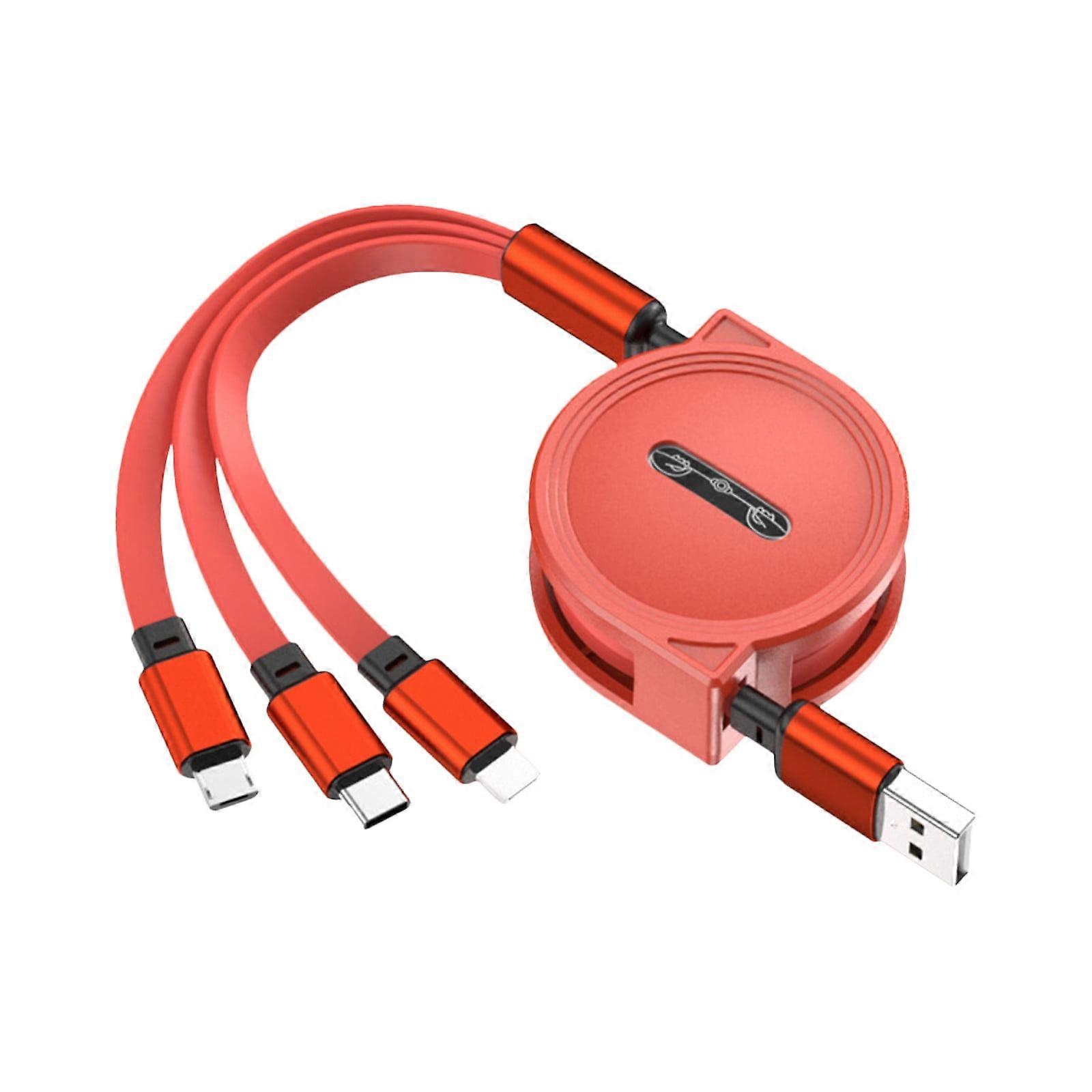 Jacenvly 2024 New 5-Gear Retractable 3-in-1 USB Cable, Type-C/Micro USB/iOS, Compatible with, Max 120cm, Fast Charging