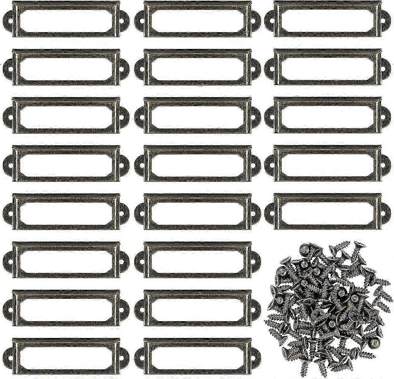 50 Pcs Metal Label Holders With Screws For Furniture Drawers Cabinet Card Name Plates - Bronze (s-59 X 17mm)_c*