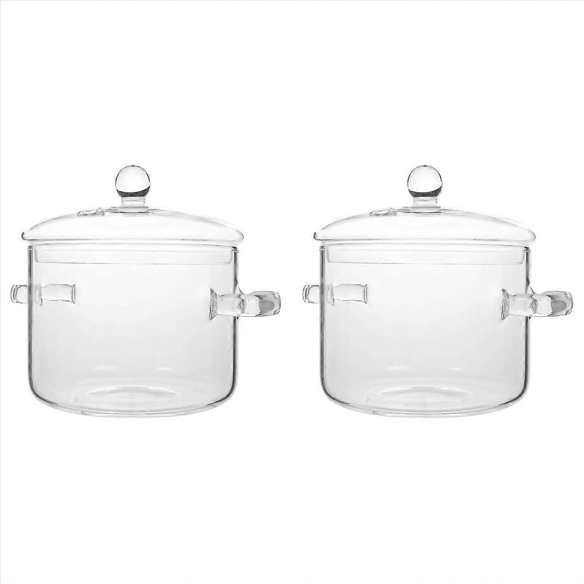 Glass Saucepan with Cover,Stovetop Cooking Pot with Lid and Handle Simmer Pot Clear Soup Pot High Bo