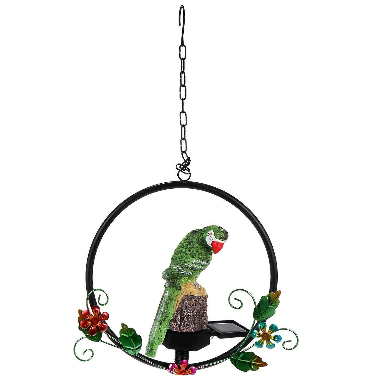 Parrot Pattern Solar Lamp Pendant for Yard Decor 1Pcs Green
