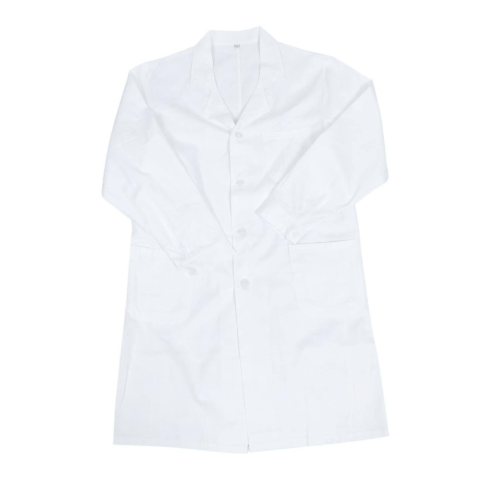 Long Sleeve Laboratory Coat Breathable Style For Scientists White Cotton Fabric 1Pack