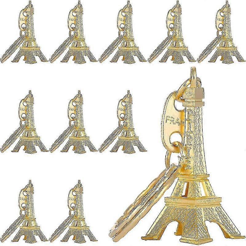 15 Pieces Eiffel Tower Keyring Retro Adornment French Souvenirs Keychains (gold)