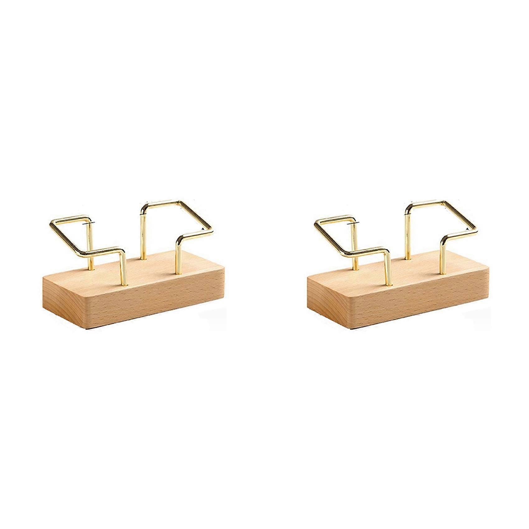 2X Business Card Holder Organizer Office Desk Display Stand Memo Counter Tabletop Shelf Home,Beech Wood Color