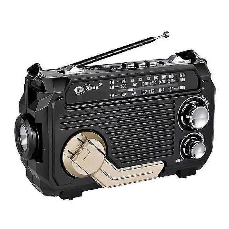 RadiVive soldriven radio, solcellsdriven handvevsradio med nödfunktion, bärbara händer