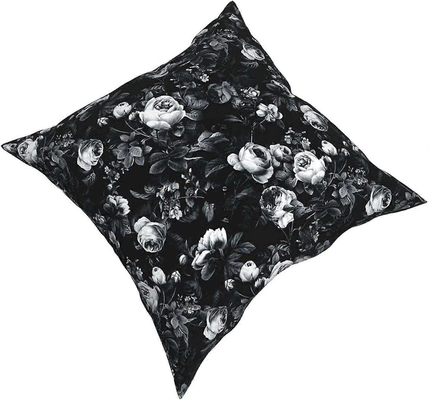 v1131バラ黒と白のタペストリー枕カバーファッションスクエア枕カバークッションカバー装飾スロー枕カバー18 X 18インチ45 X 45 cm -TB1131 ij1
