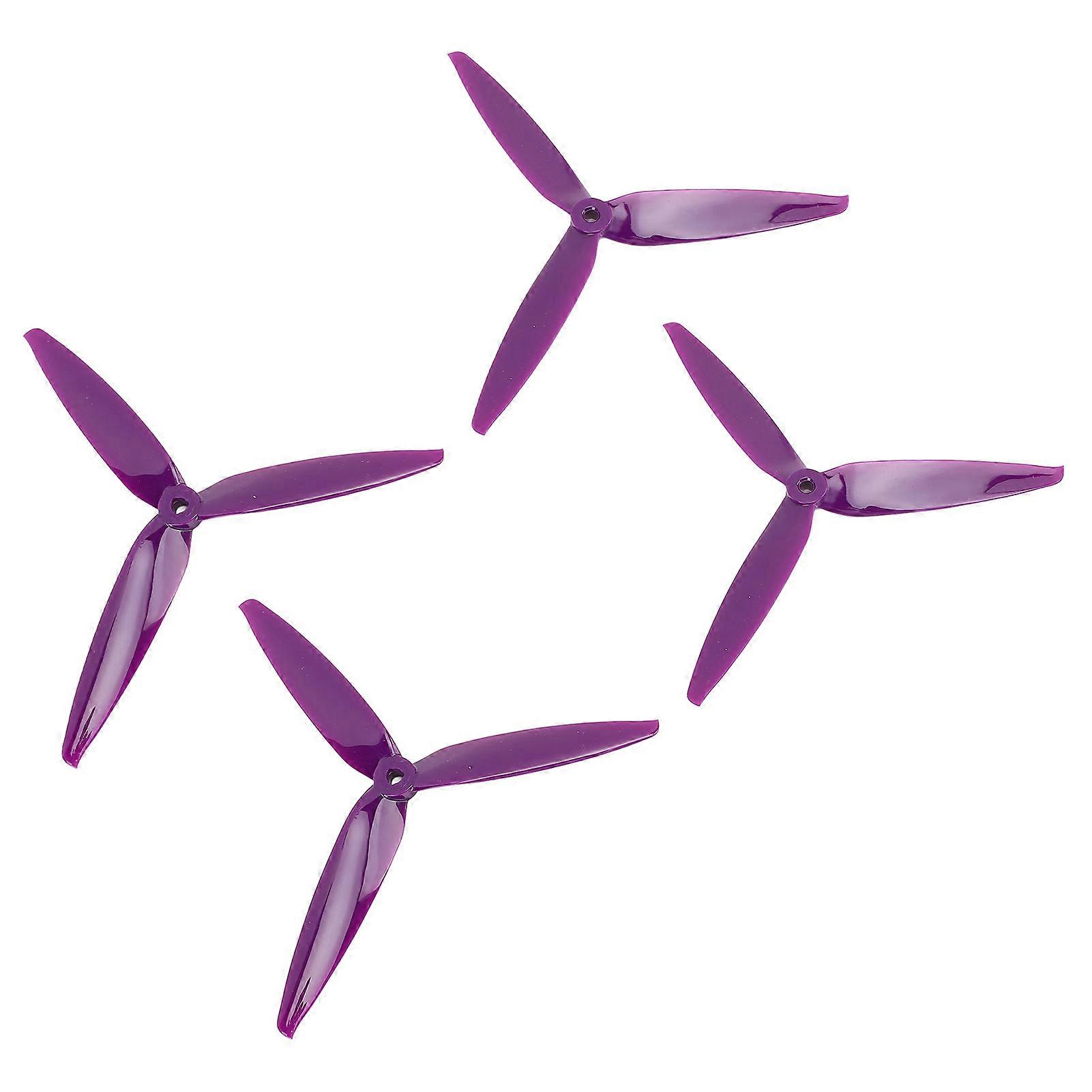 4PCS Tri Blade Propellers Polycarbonate 7040 FPV Propeller with 3 Blades for 7 Inch 8 Inch FPV RC Drone Purple 