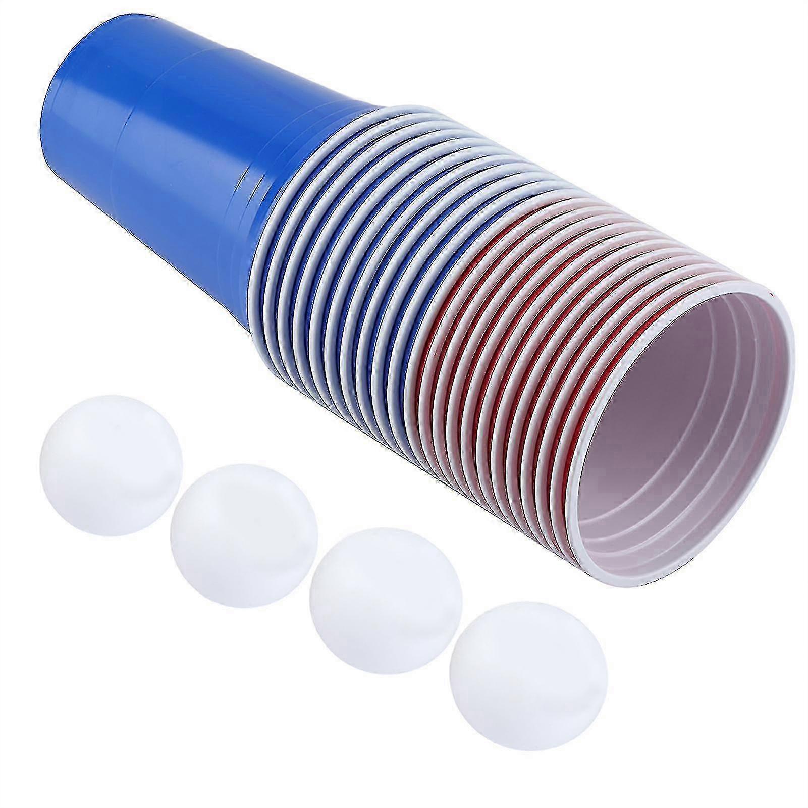 Beer Pong Set Beer Pong Drinking Game Set Beer Pong Cups22 Cups 4 PingPong Balls Red Blue miao4