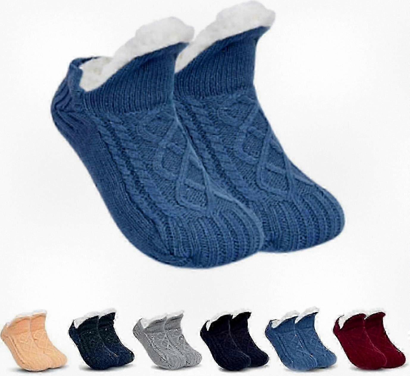 Cozy Fleece-Lined Non-Slip Thermal Socks for Indoor Use, Soft V-Neck Fuzzy Slipper Socks