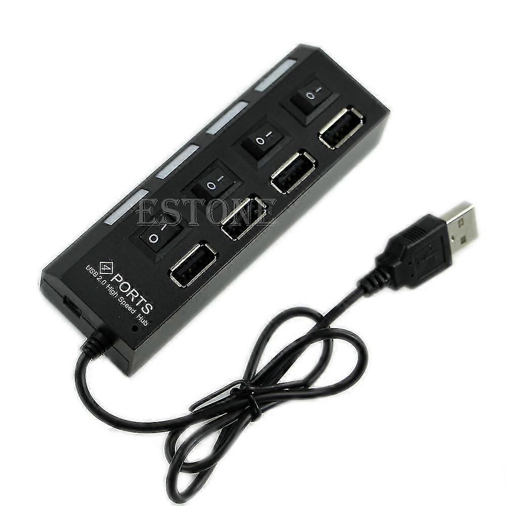 New 4 Port Usb 2.0 High Speed External Multi Expansion Hub With On Off Switch