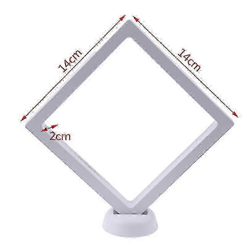 Square 3D Floating Jewelry Coin Display Frame Holder Box Case w/ Stand