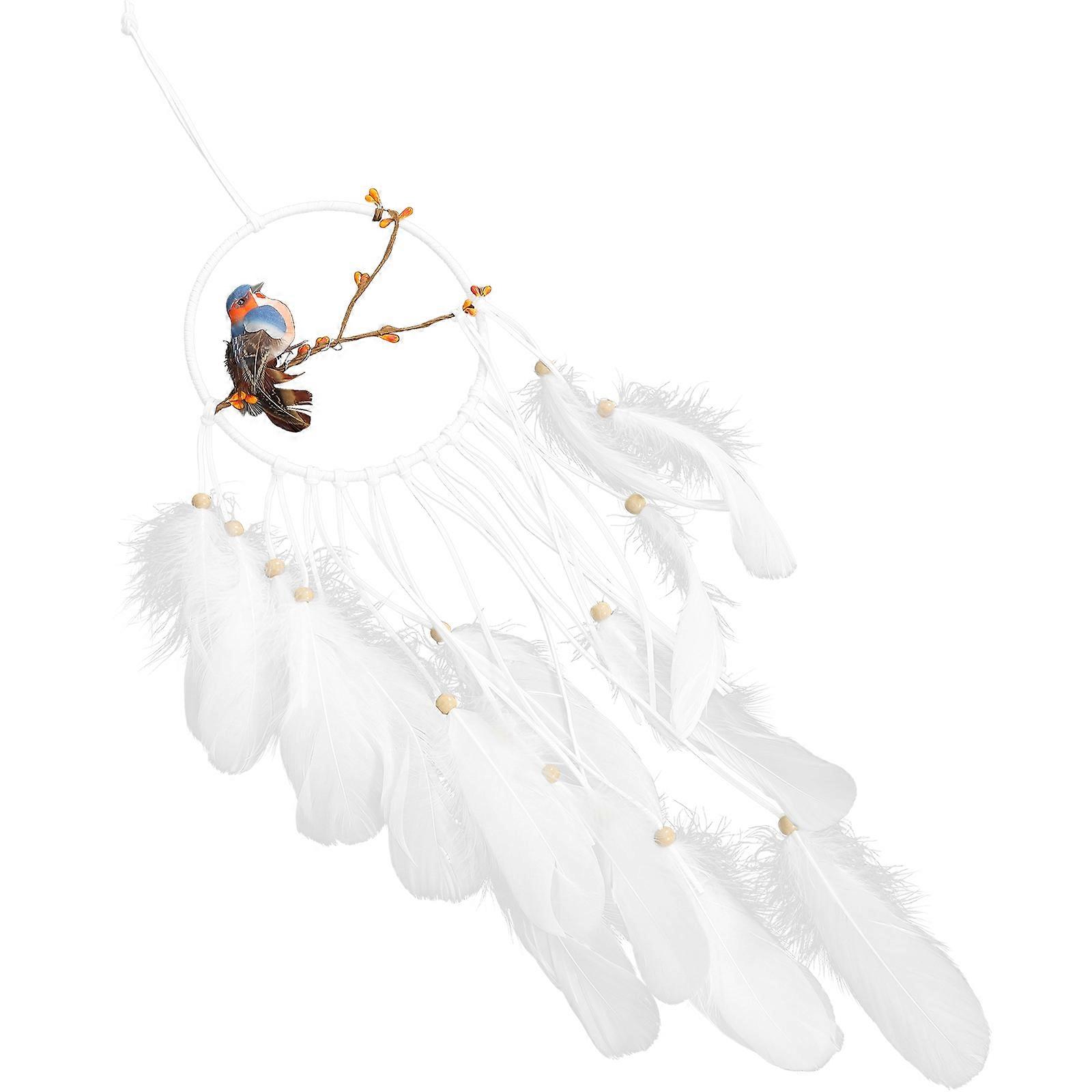 White Macrame Woven Dream Catcher for Decor Wall Hanging