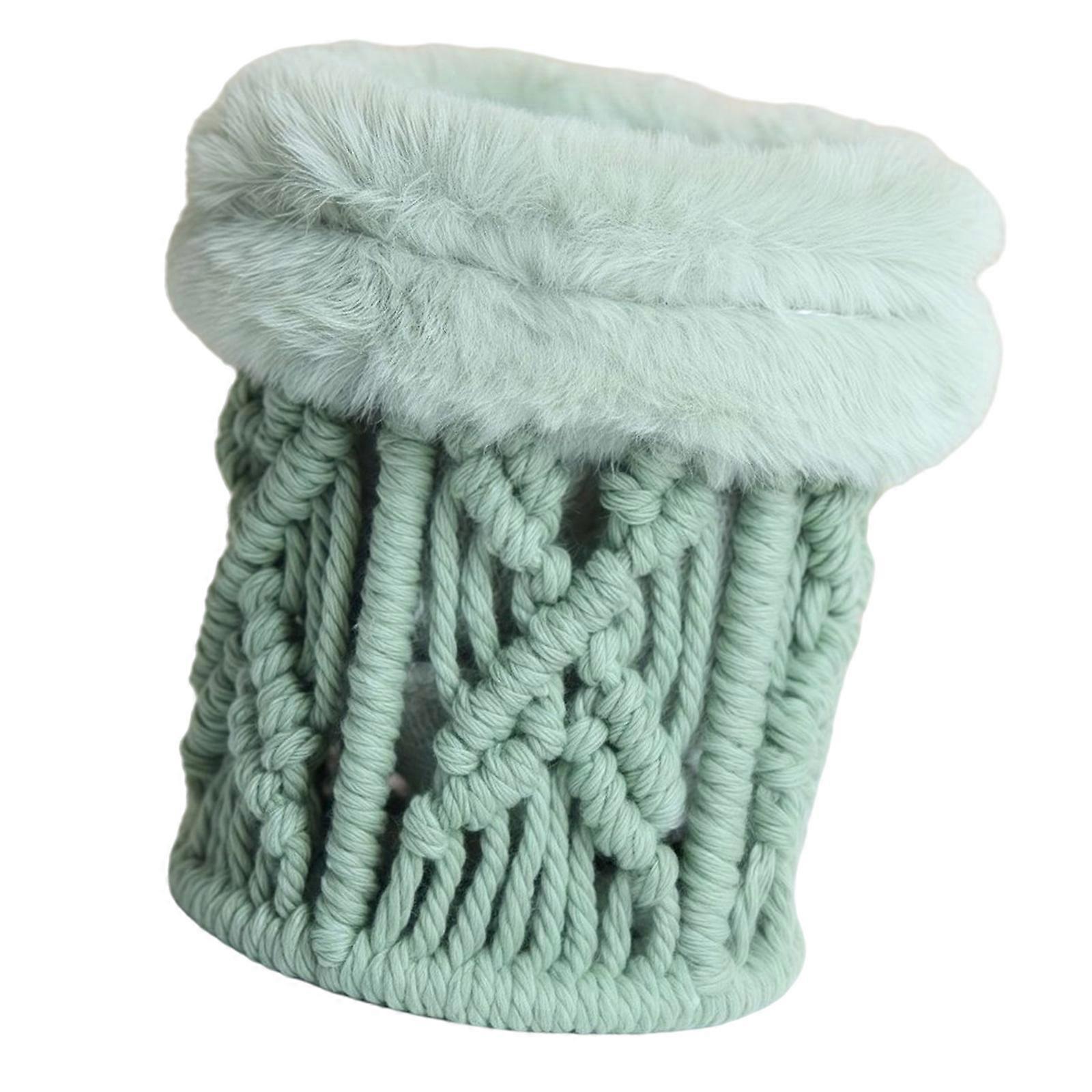 Portable Fabric Pen Eyeglass Holder With Cotton Rope Storage Macrames Style User Friendly Desk Organizers  Green