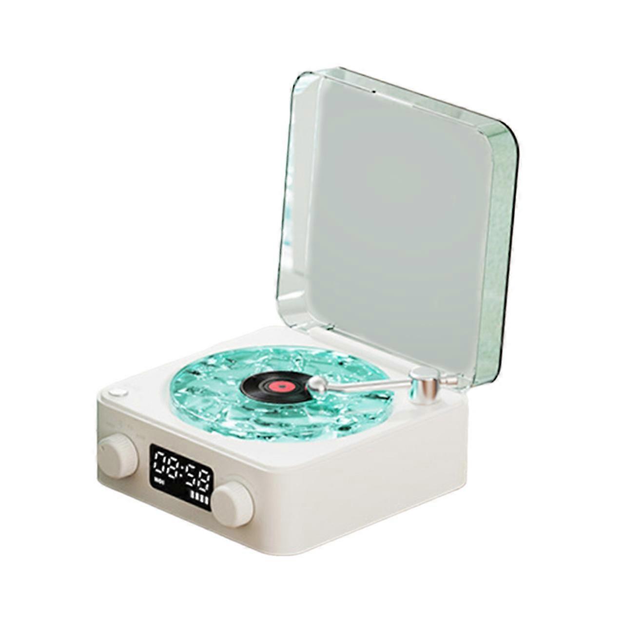 Multifunctional Bluetooth-compatible Turntable Speaker with White Noise 4 Nature Sounds and Dynamic Lighting  White
