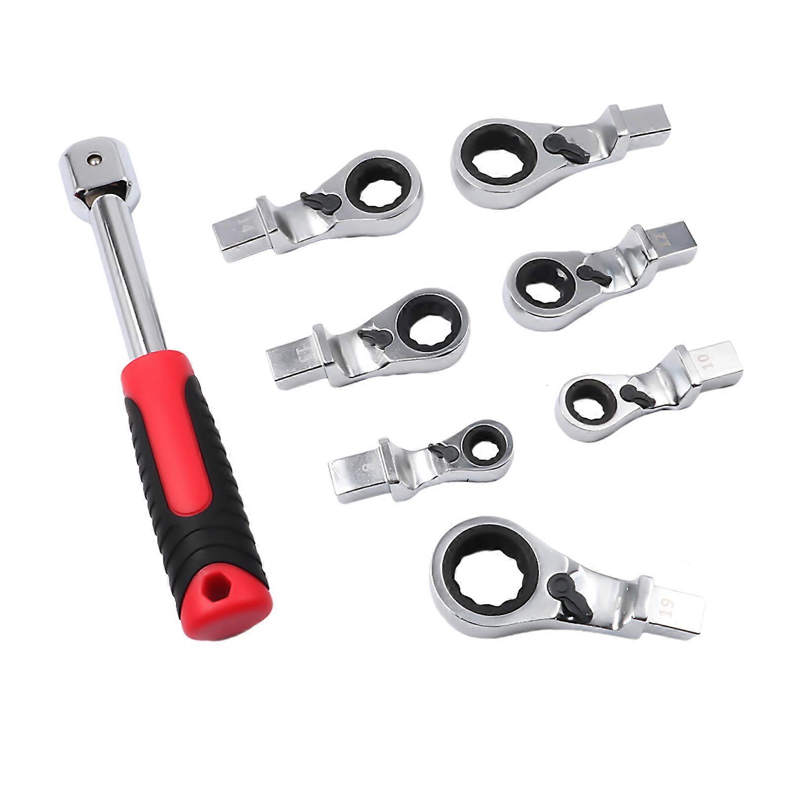 8-19mm Flexs Head Ratchet Set, Flexible Ratchet Wrench with Quick-Release Head,Ratchet with Non Slip Handle Multicolor