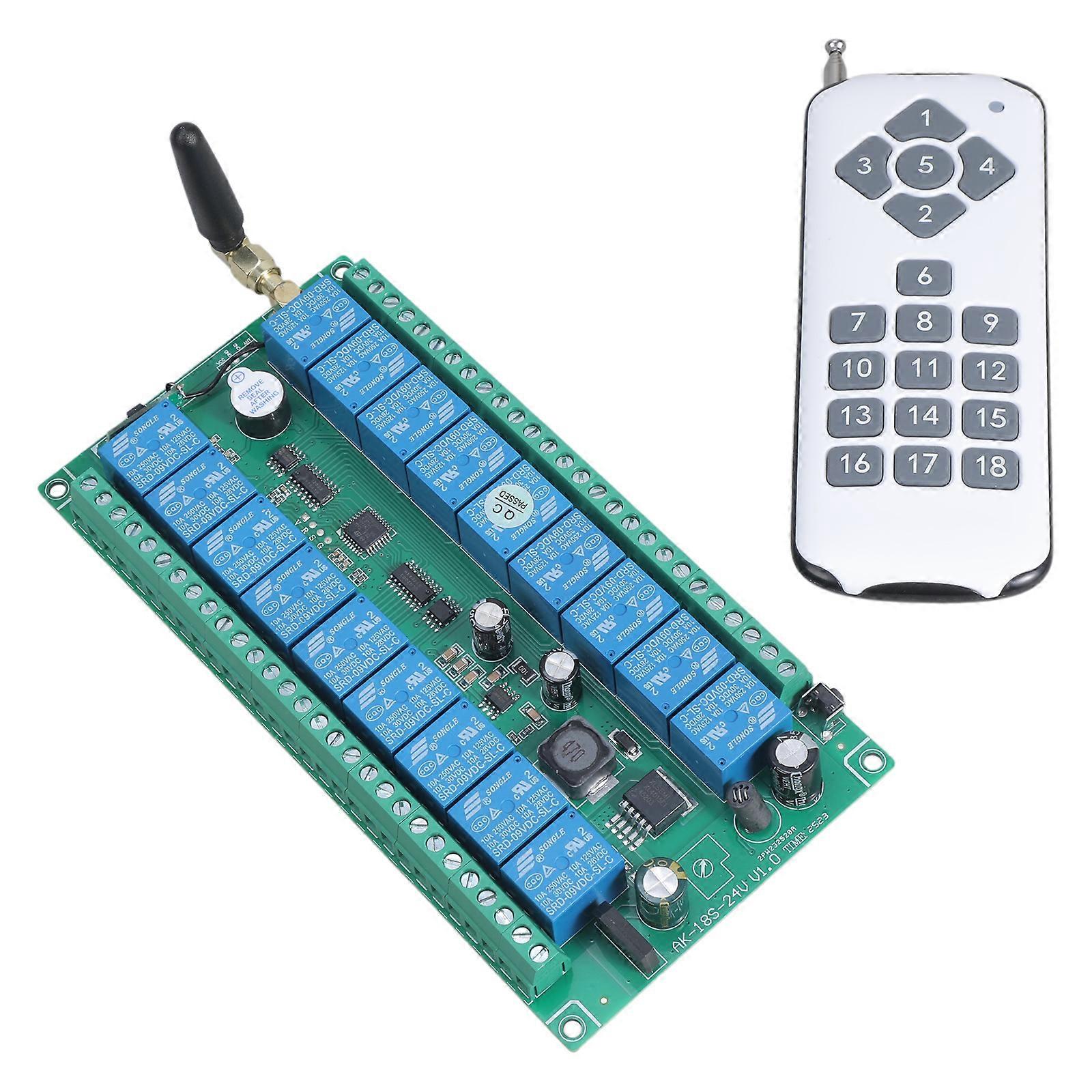 315Mhz 433Mhz RF Remote Control Wireless Switch DC 12V-36V 18CH 18Way Relay Receiver and 18CH Transmitter for Door Lock Multicolor