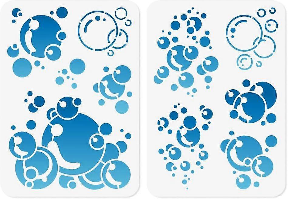 2Pcs Bubbles Stencils for Painting 11.69"x8.27" Reusable Plastic Blowing Bubbles Stencil Drawing Template DIY Craft Paint Templates for Wall Home Deco