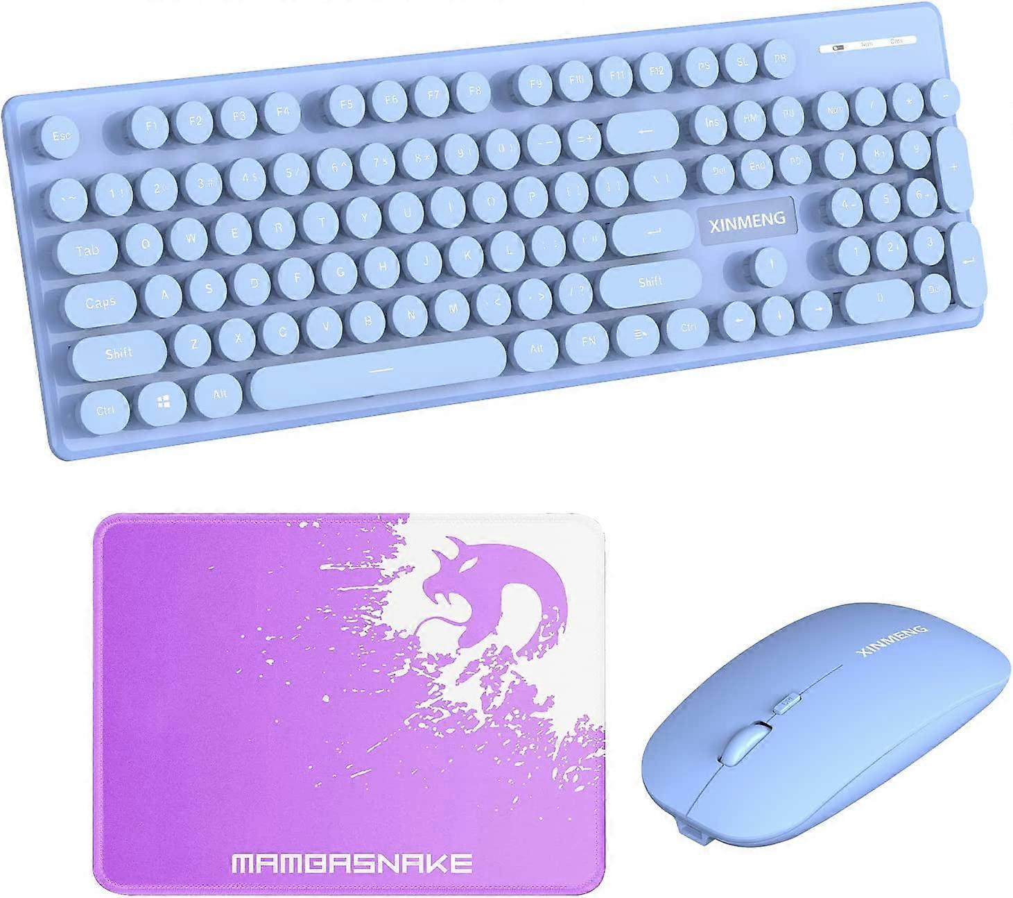 Wireless Keyboard Mouse Combos, Typewriter Flexible Keys Office Full-Sized Keyboard, Bluetooth 5.1&2.4G Wireless Dual