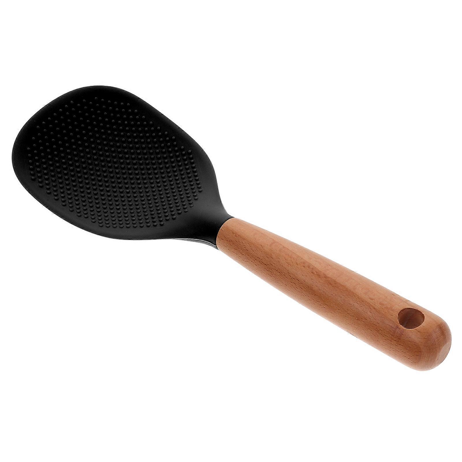 Rice White Spatula with Non-Stick Feature for Home Users in Cooking Wood Handle 8.7×3.0×0.8in 1Pack