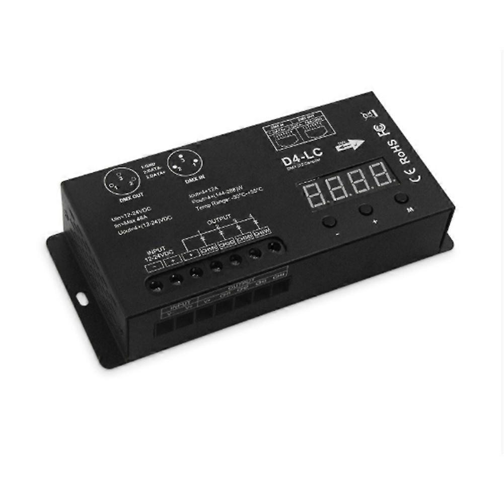 High Power Dmx512 Led Controller 4CH 12A/CH DMX512 Decoder Dimmer Driver DC12V-24V MAX 1152W for Led Rgbw Strip or Light