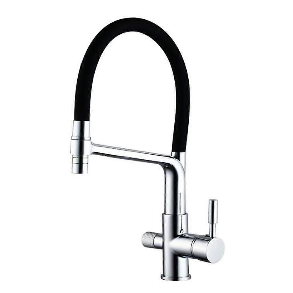 Kitchen Mixer Tap 3 Way Brass Hot Cold and Filtered Water 360° Rotating Sink Faucet White Chrome