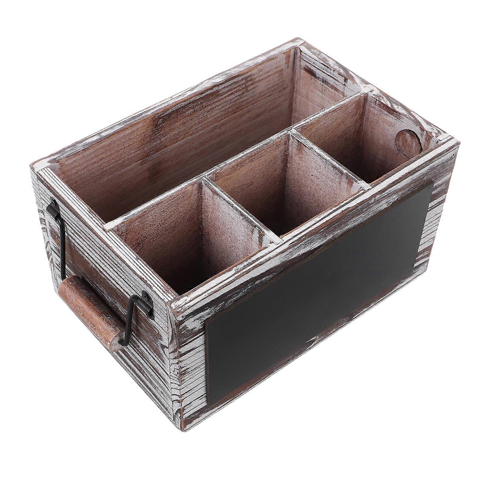 Wooden Desktop Organizer for Storage Box Remote Control Holder