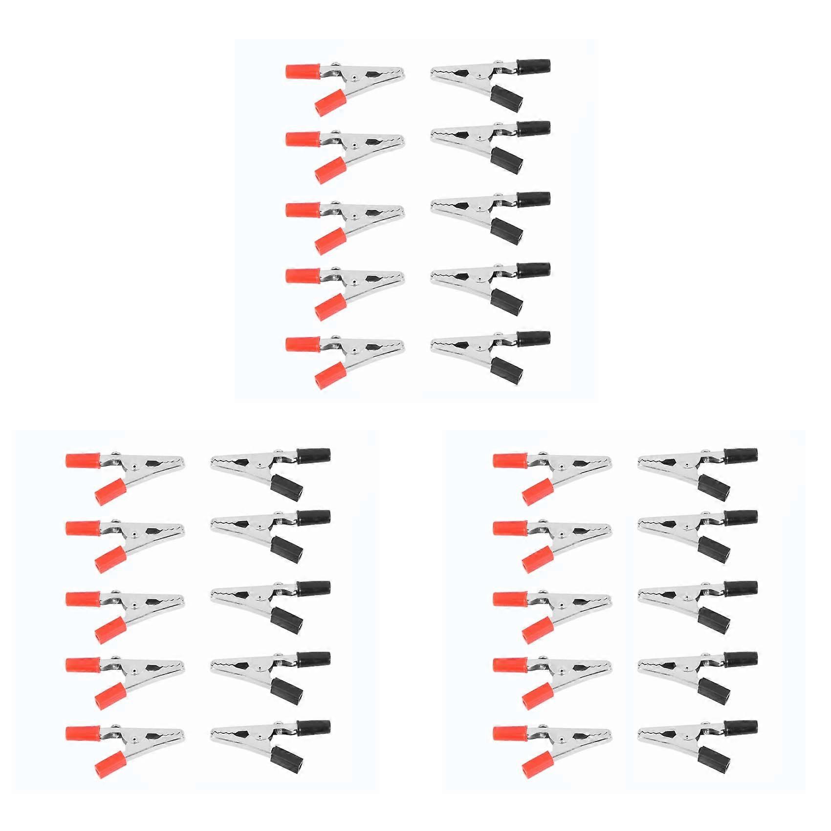 30 Pcs 50mm Plastic Handle Test Probe Metal Alligator Clips