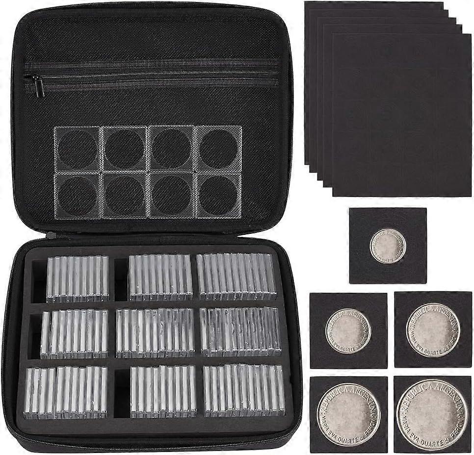 100pcs Coin Holder Box 48mm Coins Collector Case Plastic Coin Storage Box Challenge Coins Organizer Case with 5 Sizes Gasket for 20/25/30/35/40mm Coll