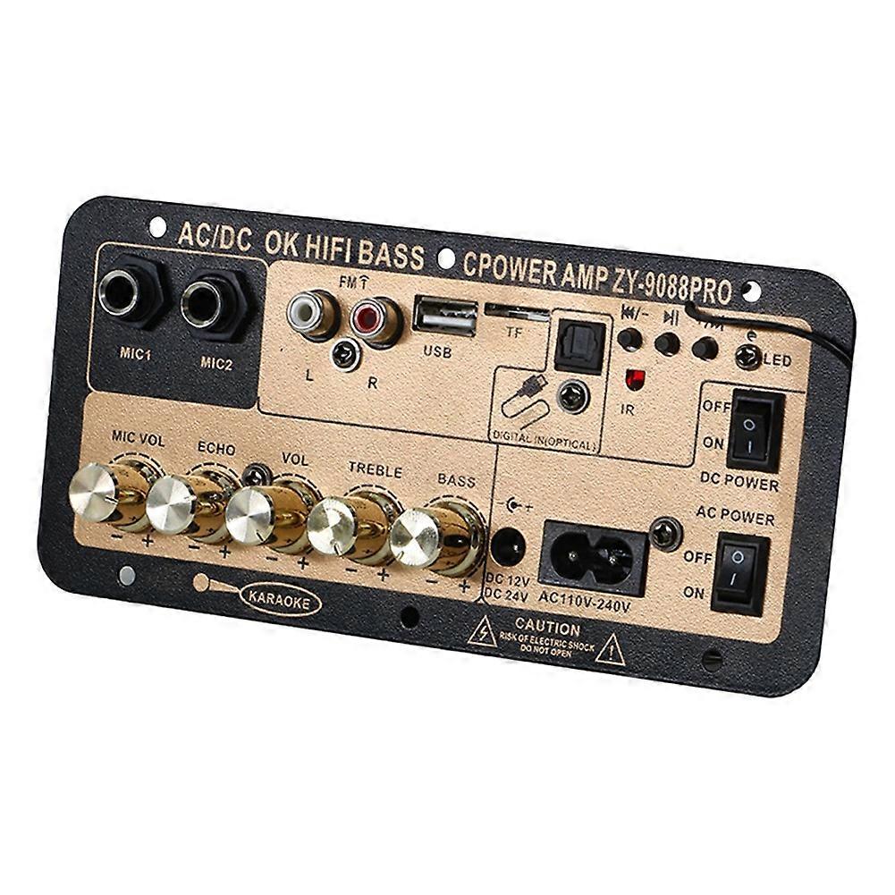 Bluetooth 5.0 Amplifier Board with Optical Audio AMP USB FM Radio TF Player DIY Audio Subwoofer for Karaoke Home US Plug