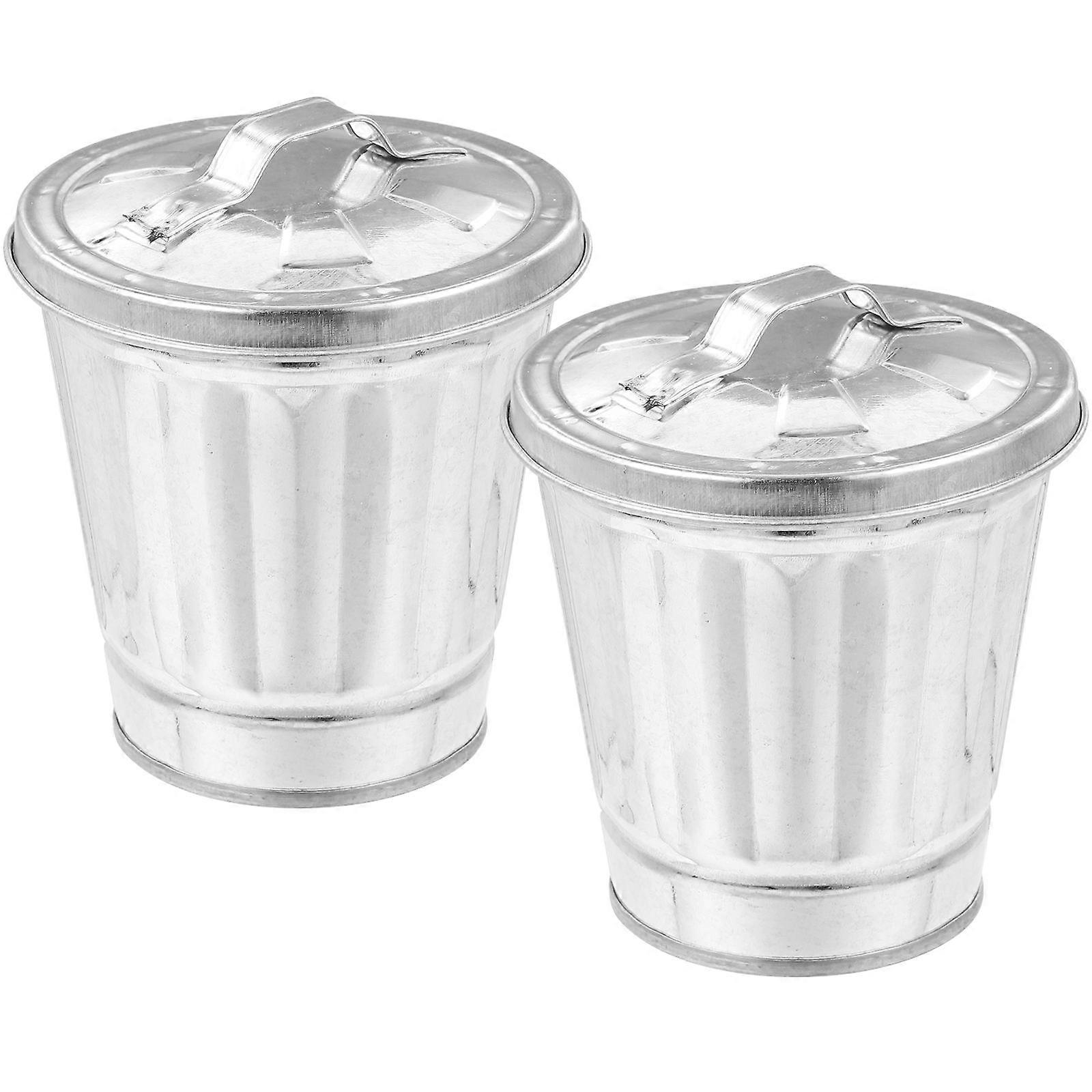 Metal Garbage Bin 4Pcs Modern Desktop Trash Holder For General Consumers Compact Silver