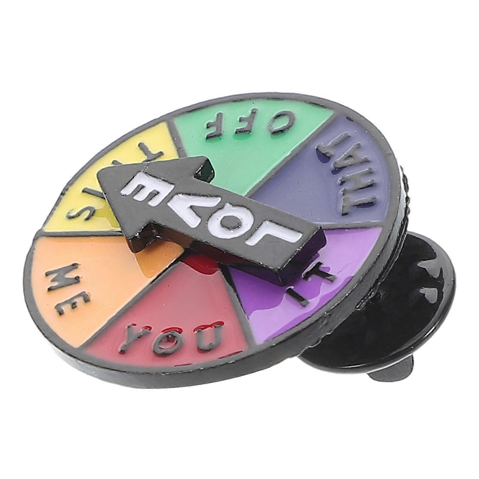 Party Turntable Brooch Metal Pin with Rotatable Arrow Multicolor