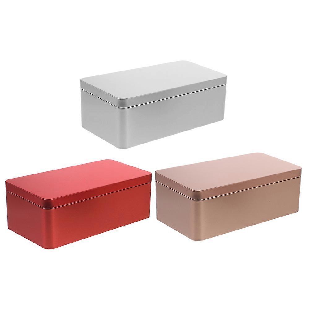 Metal Tin Box Rectangular Storage Organizer for Storage 3Pcs