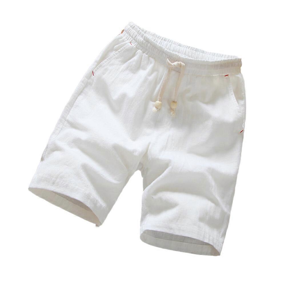 Men's Shorts Solid Colors Drawstring Cotton Linen Loose Beach Summer Hot Pants