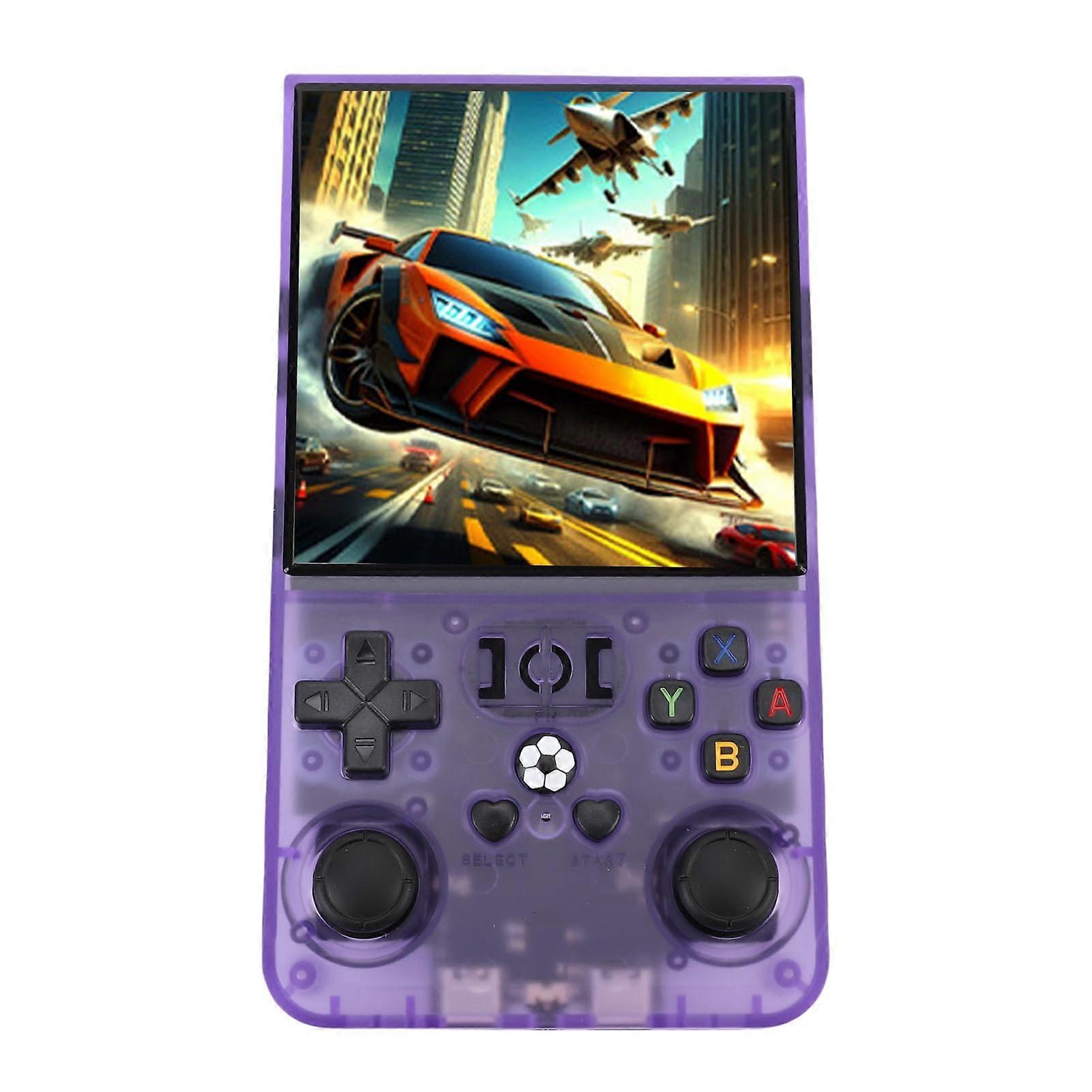 Handheld Gaming Console with Dual 3D Joysticks, 4 Inch HD Screen, 64GB Retro Game System Clear Purple