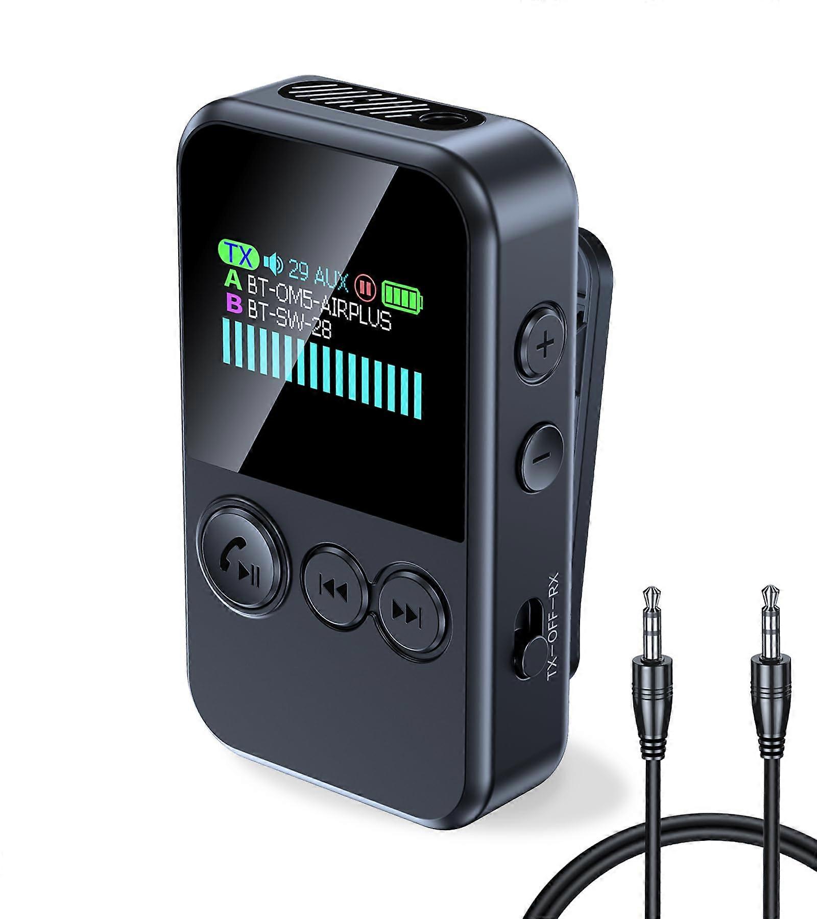 Bluetooth Transmitter and Receiver for TV to 2 Headphones with Dual Device Connection and LED Display