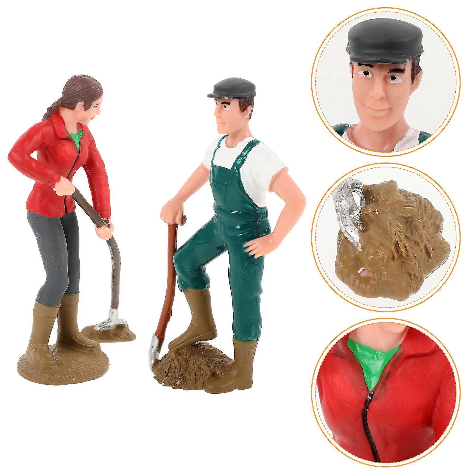 Miniature Farmer Toys Farmer Model for Playing 2Pcs with Assorted Colors