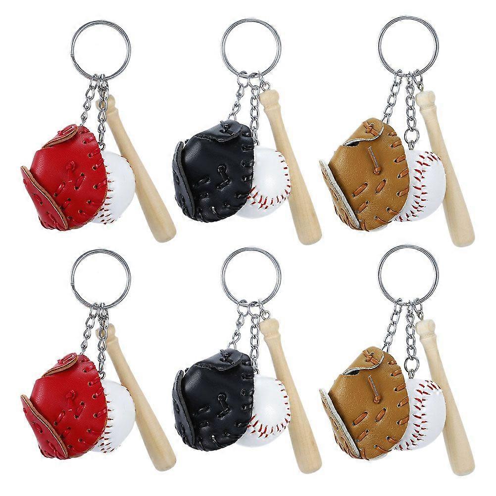 6Pcs Decorative Softball Keychains Delicate Baseball Keychains Exquisite Keychain Pendants