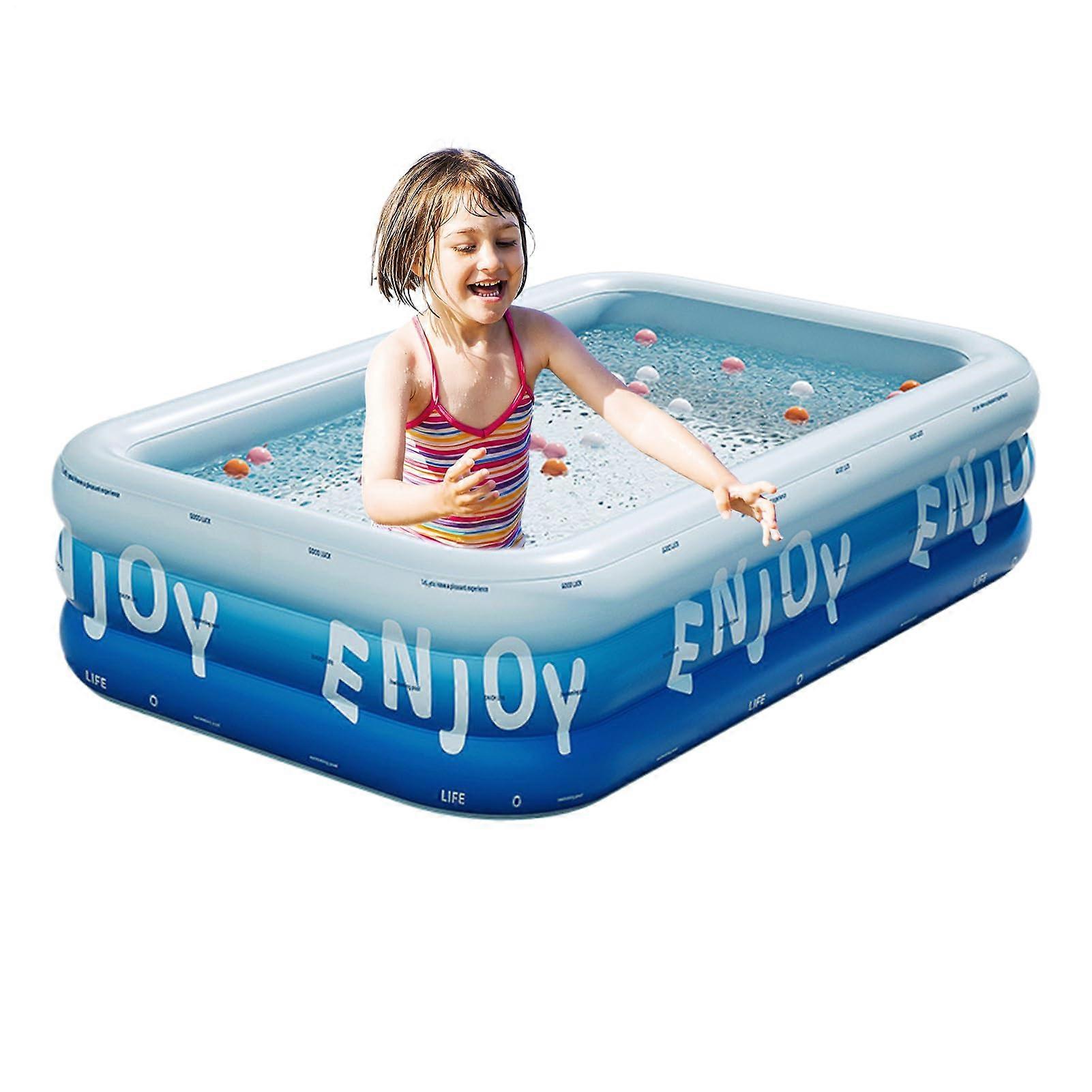 Inflatable Swimming Pool with Leak Protection, UV Resistant PVC, Large Rectangular Family Design