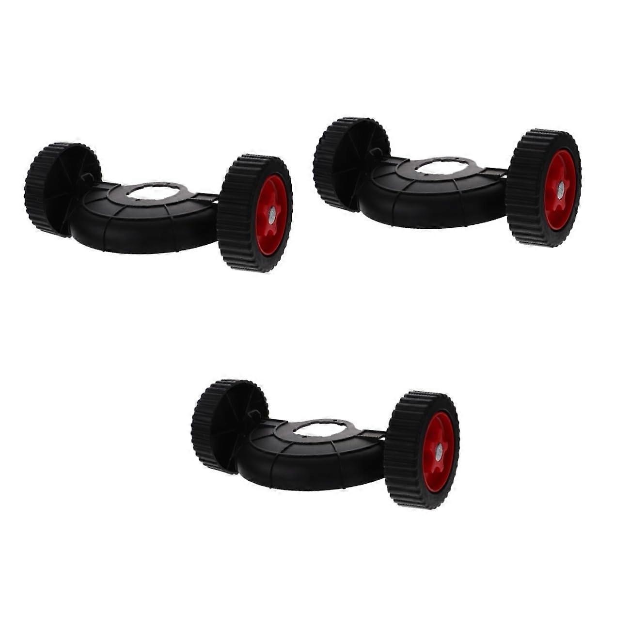 3 Sets Lawn Mower Wheels Replacement Caster Support Easy Install Smooth Transport Black 30x12.5cm